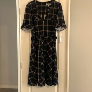 Tan and plaid dress